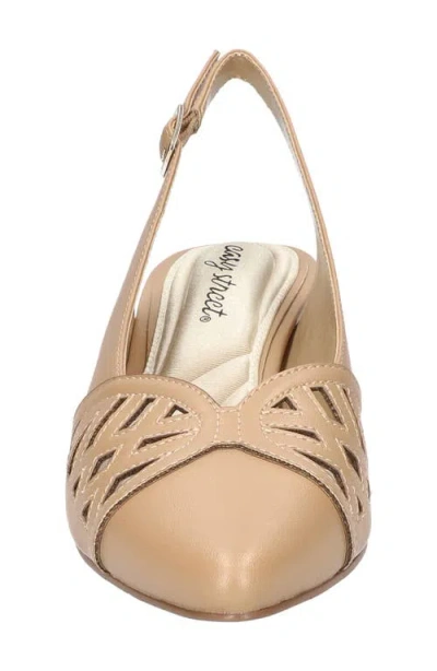Easy Street Bizzy Womens Round Closed Toe Block Heel Pumps In Beige