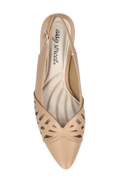 Easy Street Bizzy Womens Round Closed Toe Block Heel Pumps In Beige