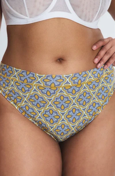 Savage X Fenty Essentials Cotton Blend Cheeky Briefs In Rustic Yellow Optical X Print
