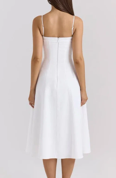 House Of Cb Dolly Seamed Stretch Cotton Twill Midi Sundress In Cloud Dancer