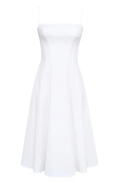 House Of Cb Dolly Seamed Stretch Cotton Twill Midi Sundress In Cloud Dancer