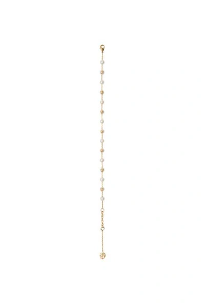 Burberry Charm Pearls Bracelet In Gold/pearl
