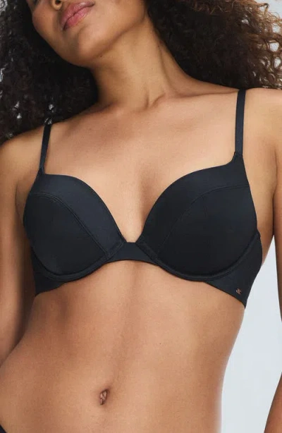 Savage X Fenty Slipp Satin Push-up Plunge Bra In Black Caviar