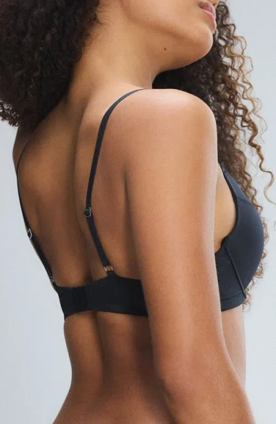 Savage X Fenty Slipp Satin Push-up Plunge Bra In Black Caviar