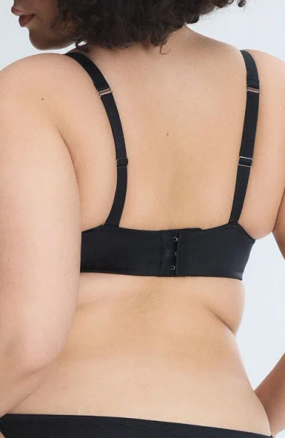 Savage X Fenty Slipp Satin Push-up Plunge Bra In Black Caviar