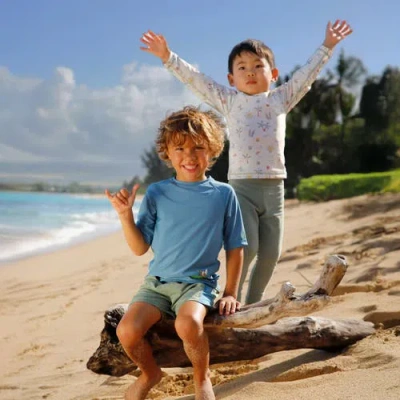 Uv Skinz Active Swim Trunks In Lily Pad/baltic