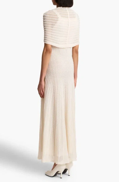Khaite Thora Pointelle Maxi Sweater Dress With Removable Capelet In Glaze