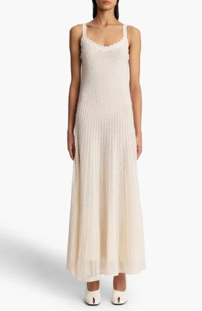 Khaite Thora Pointelle Maxi Sweater Dress With Removable Capelet In Glaze