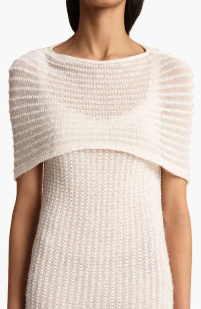 Khaite Thora Pointelle Maxi Sweater Dress With Removable Capelet In Glaze