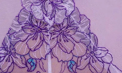 Oh La La Cheri Lavender Underwire Chemise & G-string Set In Graphic Garden 041/lavendula