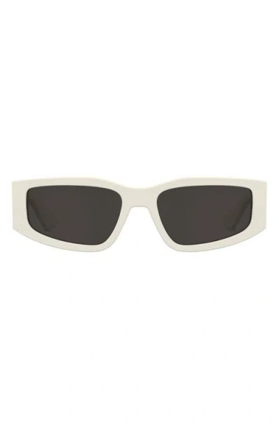 Moschino 56mm Gradient Rectangular Sunglasses In Ivory/grey