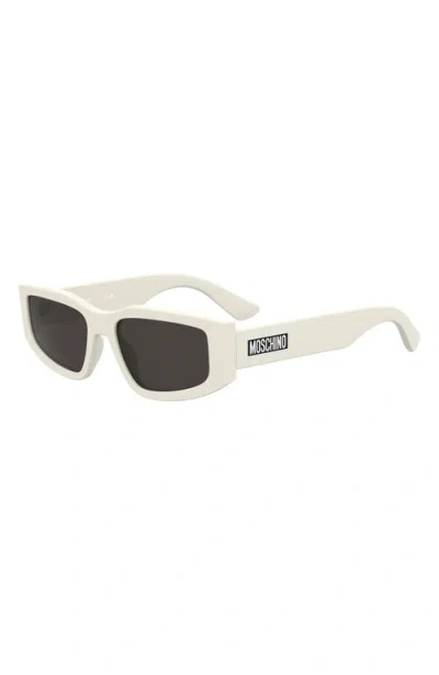 Moschino 56mm Gradient Rectangular Sunglasses In Ivory/grey