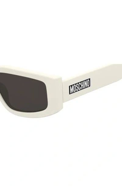 Moschino 56mm Gradient Rectangular Sunglasses In Ivory/grey