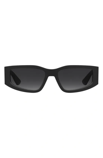 Moschino 56mm Gradient Rectangular Sunglasses In Black/dark Grey Sf