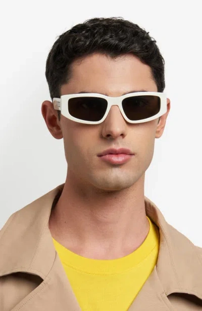 Moschino 56mm Gradient Rectangular Sunglasses In Ivory/grey