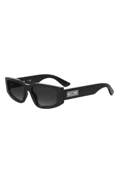 Moschino 56mm Gradient Rectangular Sunglasses In Black/dark Grey Sf