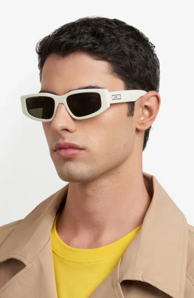 Moschino 56mm Gradient Rectangular Sunglasses In Ivory/grey