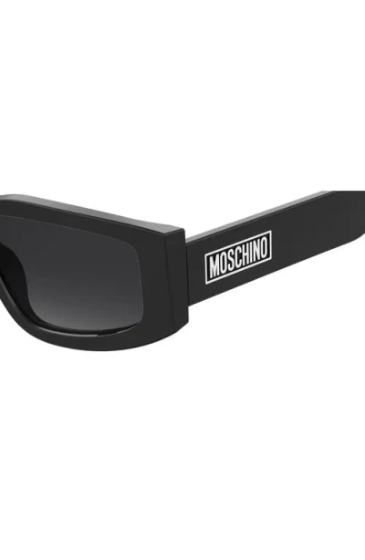 Moschino 56mm Gradient Rectangular Sunglasses In Black/dark Grey Sf