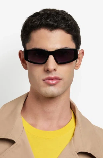 Moschino 56mm Gradient Rectangular Sunglasses In Black/dark Grey Sf