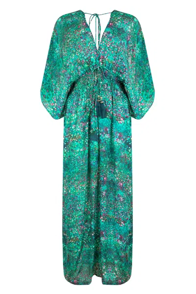 Sophia Alexia Women's Green Bubbles Capri Kimono Dress