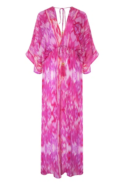 Sophia Alexia Women's Pink / Purple Magical Magenta Capri Kimono Dress In Pink/purple