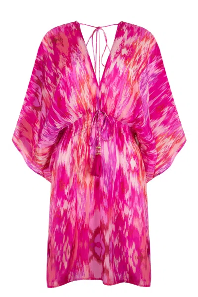 Sophia Alexia Women's Pink / Purple Magical Magenta Mini Capri Kimono Dress In Pink/purple