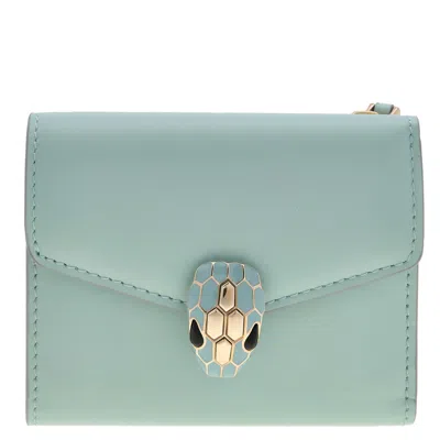 Bvlgari Serpenti Forever Compact Leather Wallet In Blue
