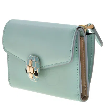 Bvlgari Serpenti Forever Compact Leather Wallet In Blue
