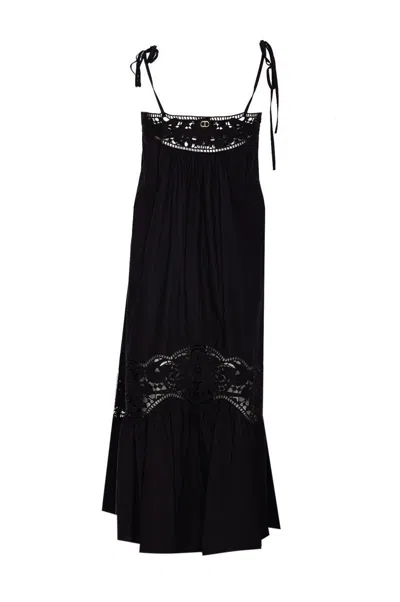 Twinset Poplin Dress In Black