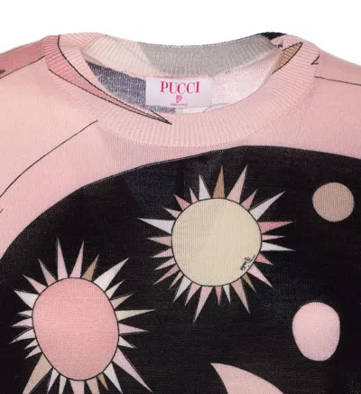 Pucci Crew Neck Graphic Print Relaxed Fit Top In Pink
