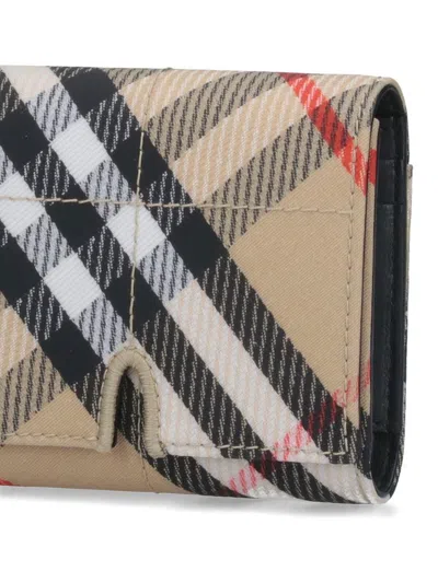 Burberry Vintage Check Book Wallet In Beige