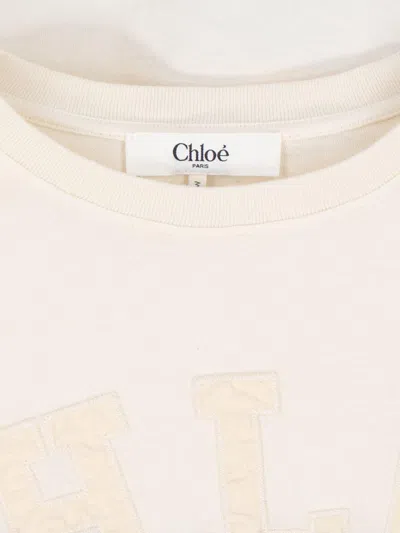 Chloé Biologic Cotton T-shirt With Frontal Logo Patch In White