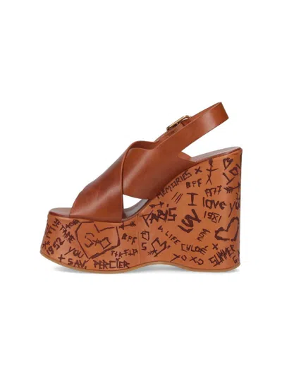 Chloé Maxime High Sandals Shoes In Brown