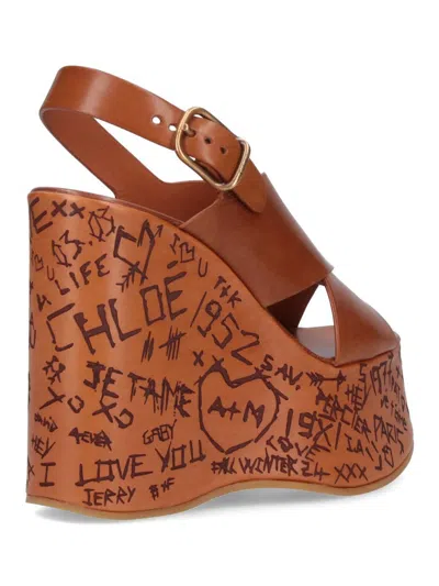Chloé Maxime High Sandals Shoes In Brown