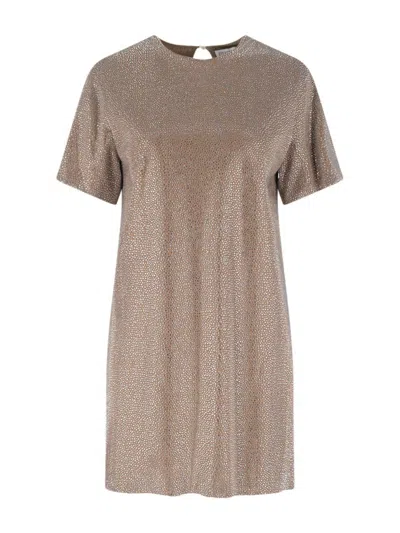 Giuseppe Di Morabito Embellished Viscose Mini Dress In Brown