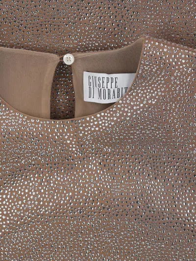 Giuseppe Di Morabito Embellished Viscose Mini Dress In Brown