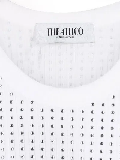 Attico Womens White Crystal-embellished Ribbed Cotton Tank Top In White