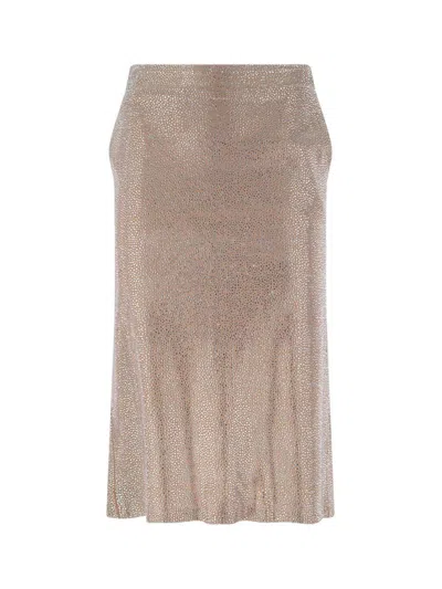 Giuseppe Di Morabito Metallic Finish Skirt With Back Slit And Side Pockets In Beige