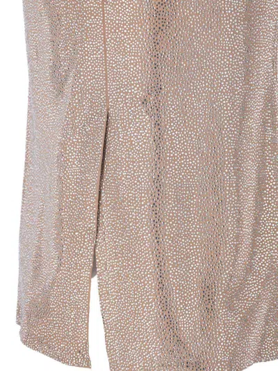 Giuseppe Di Morabito Metallic Finish Skirt With Back Slit And Side Pockets In Beige