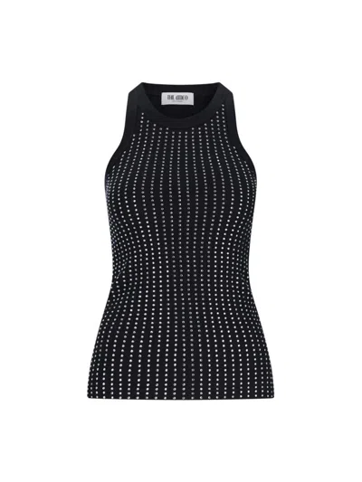 Attico Knitted Ribbed Vest In Black