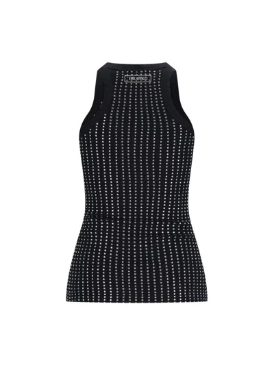 Attico Knitted Ribbed Vest In Black