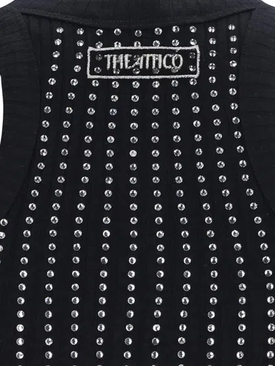 Attico Knitted Ribbed Vest In Black
