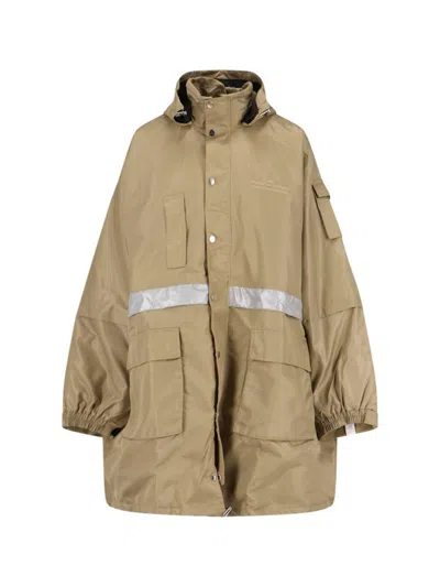 Rokh Logo Hooded Parka In Brown