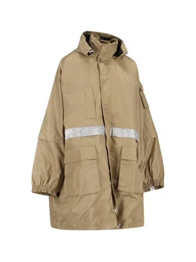 Rokh Logo Hooded Parka In Brown