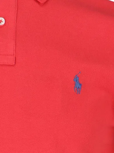 Polo Ralph Lauren Ribbed Collar Short Sleeves In Red
