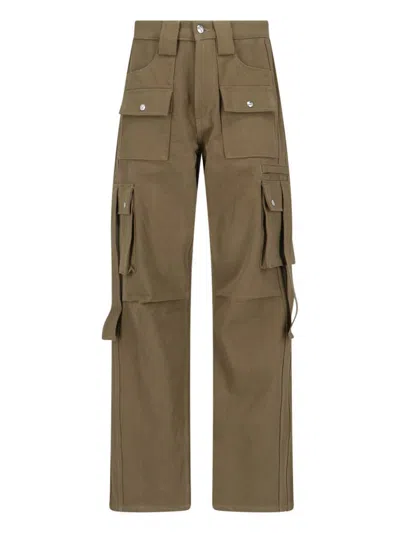 Rhude Cargo Pocket Straight Leg Trousers Button Belt In Green