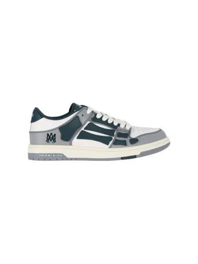 Amiri Varsity Skel Top Low Sneakers In Grey Leather In Multicolour