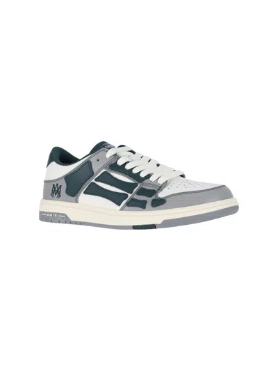 Amiri Varsity Skel Top Low Sneakers In Grey Leather In Multicolour