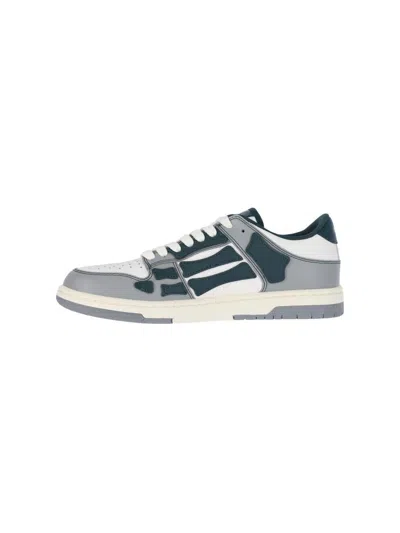 Amiri Varsity Skel Top Low Sneakers In Grey Leather In Multicolour