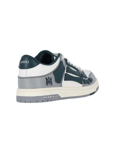 Amiri Varsity Skel Top Low Sneakers In Grey Leather In Multicolour
